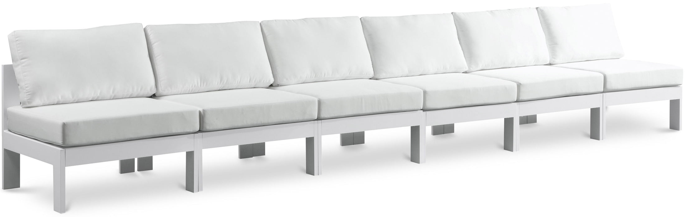 Nizuc - Outdoor Patio 6 Seat Armless Modular Sofa With White Frame