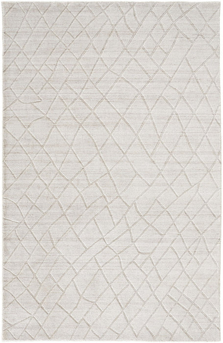 8' x 10' Striped Hand Woven Area Rug - Ivory And Gray