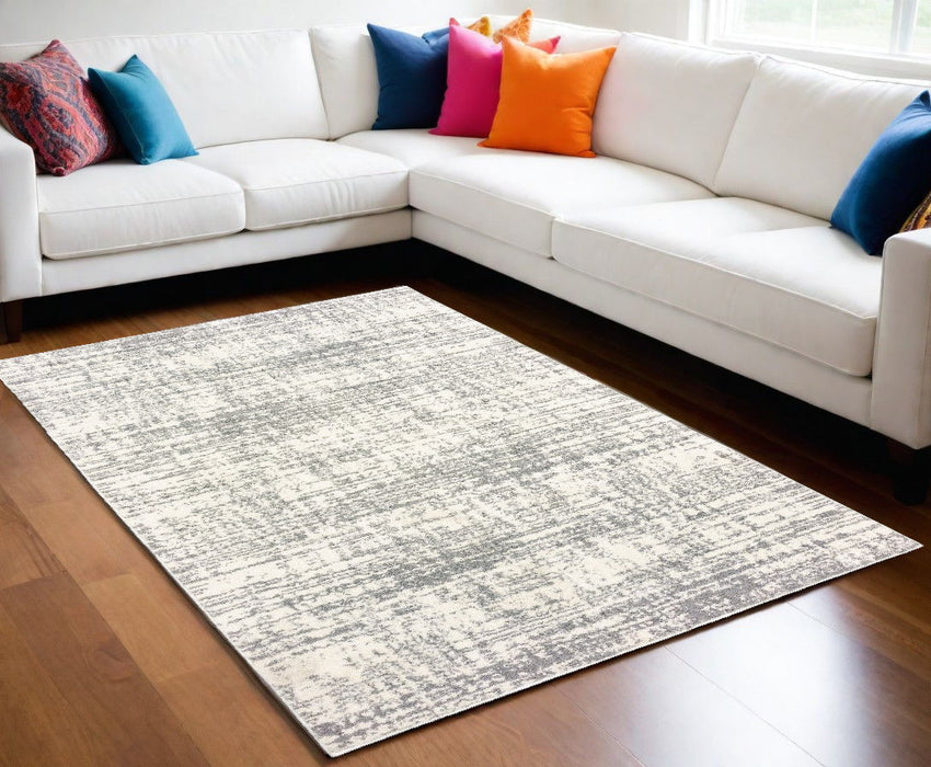 8' x 11' Abstract Strokes Area Rug - Ivory And Gray