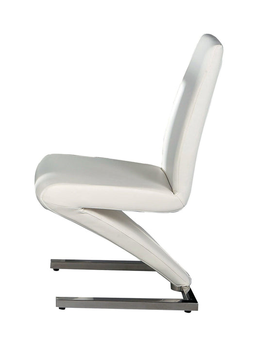 Slipcovered Upholstered Faux Leather Dining Side Chairs (Set of 2) - White / Silver