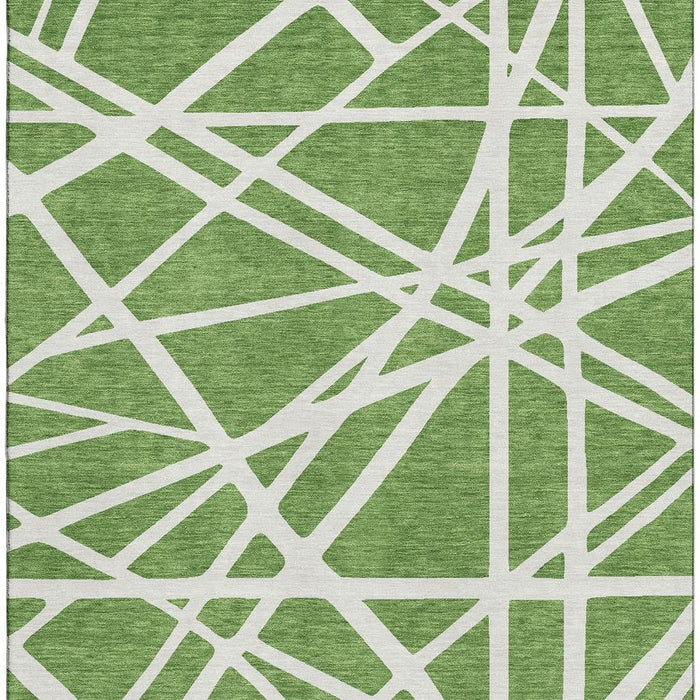 10' X 14' Geometric Washable Area Rug With UV Protection (681599) - Green / Ivory