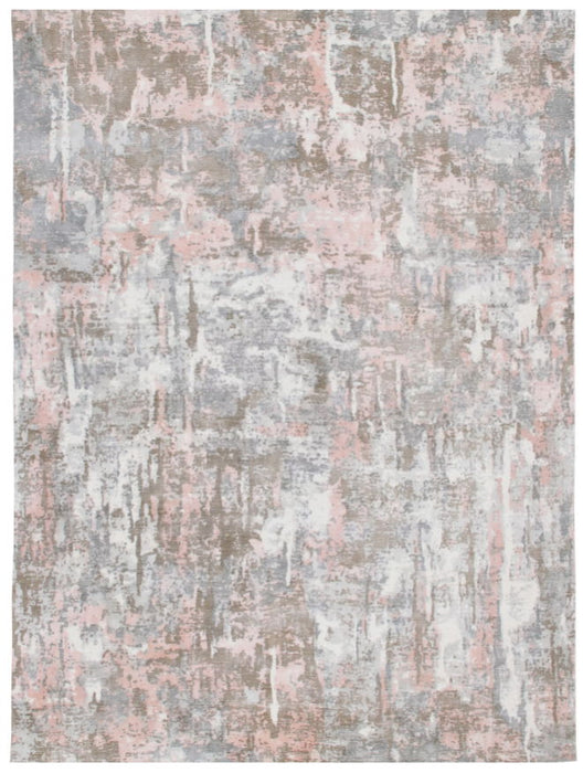 9' x 12' Abstract Hand Loomed Area Rug - Gray And Pink