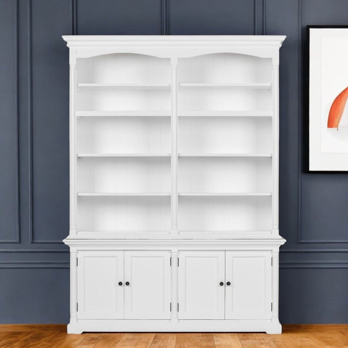 65" Solid Wood Frame Dining Hutch With Fourteen Shelves - White