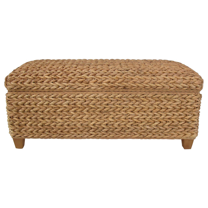 Laughton Hand-Woven Banana Leaf Storage Bench Natural