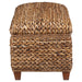 CoasterEssence Laughton hand-woven banana leaf storage bench in amber finish