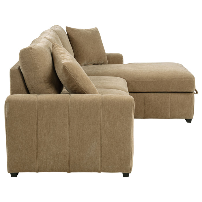 Pastrana Upholstered Sleeper Sectional Sofa RAF Chaise Camel