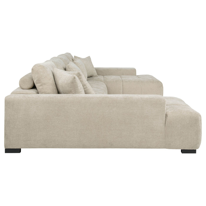 Cannella U-Shaped Double Chaise Upholstered Sectional Sofa Beige