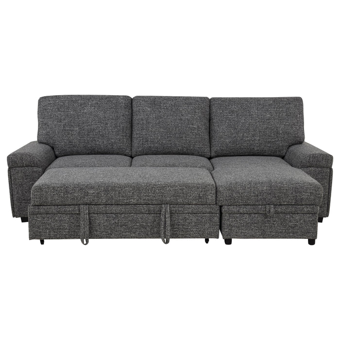 Demko Sleeper Sectional Sofa with Speaker and Storage Chaise Granite