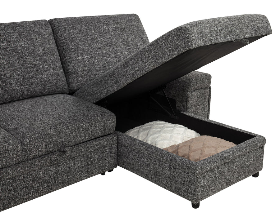 Demko Sleeper Sectional Sofa with Speaker and Storage Chaise Granite