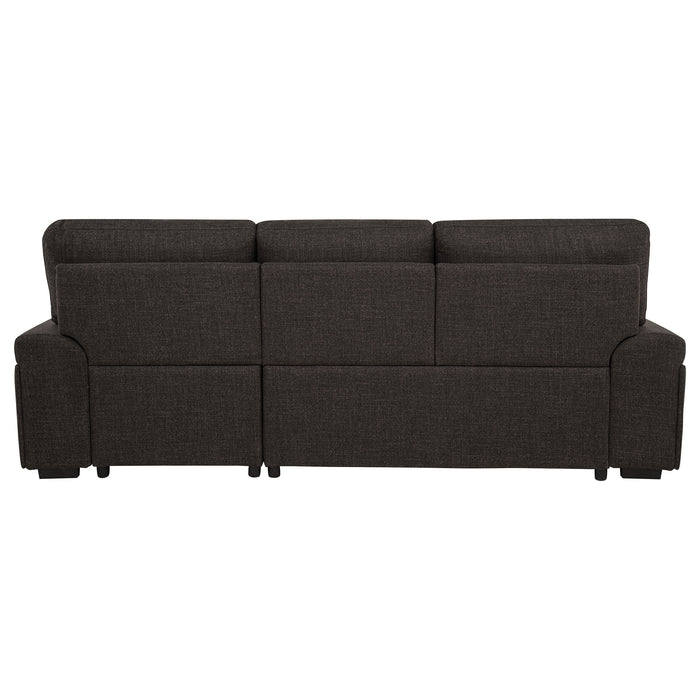 Demko Sleeper Sectional Sofa with Speaker and Storage Chaise Brown