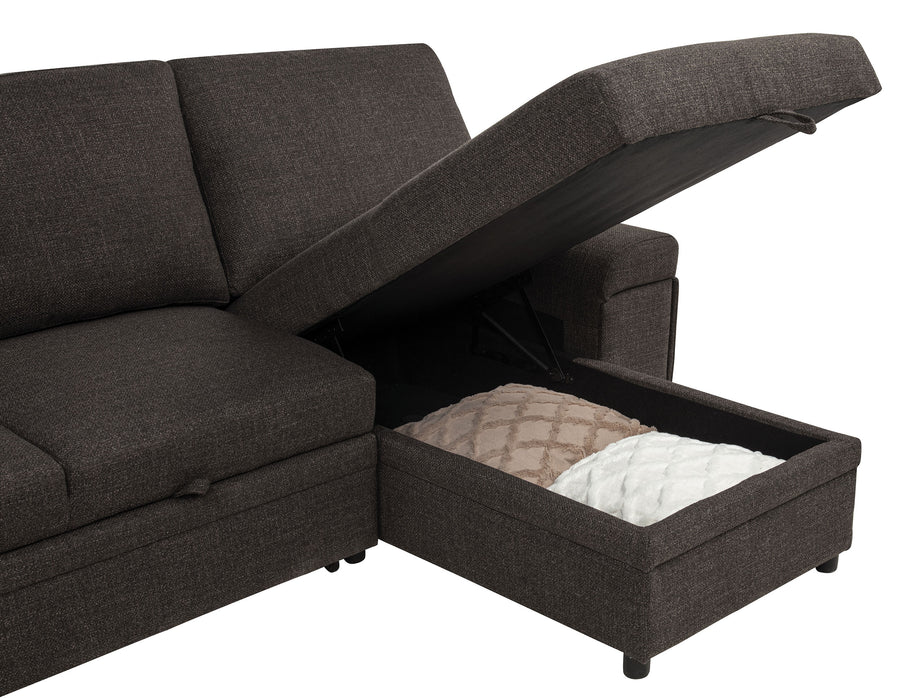 Demko Sleeper Sectional Sofa with Speaker and Storage Chaise Brown