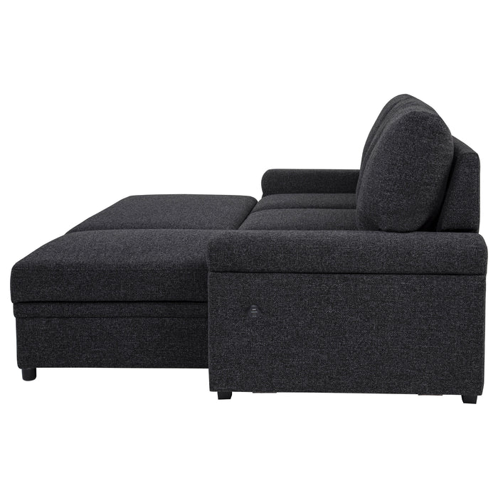 Demko Sleeper Sectional Sofa with Speaker and Storage Chaise Black