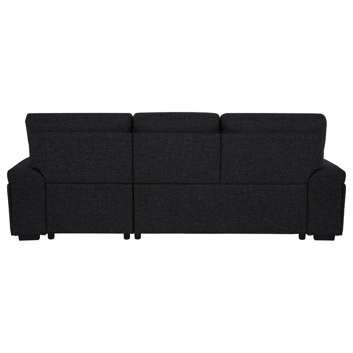 Demko Sleeper Sectional Sofa with Speaker and Storage Chaise Black