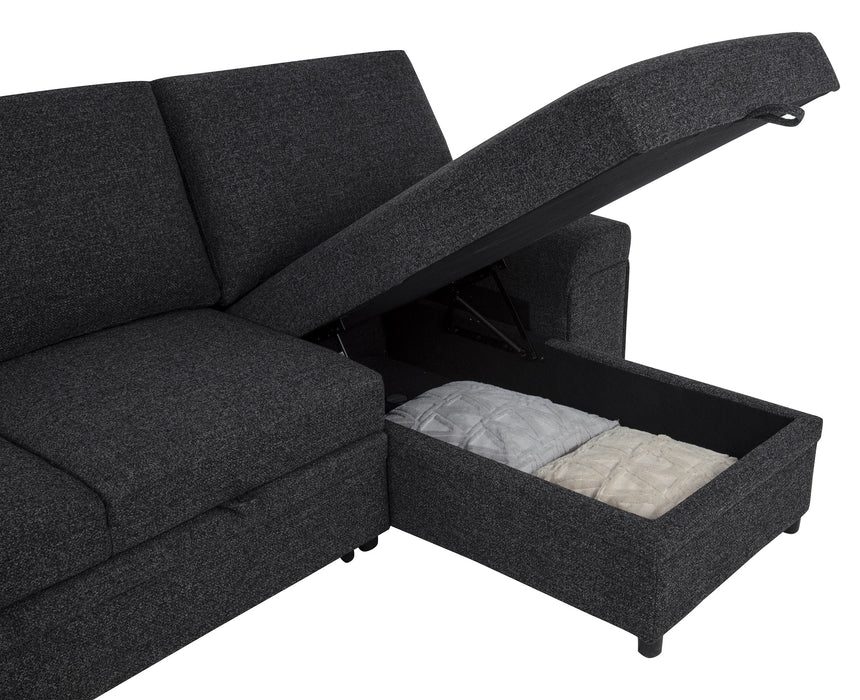 Demko Sleeper Sectional Sofa with Speaker and Storage Chaise Black