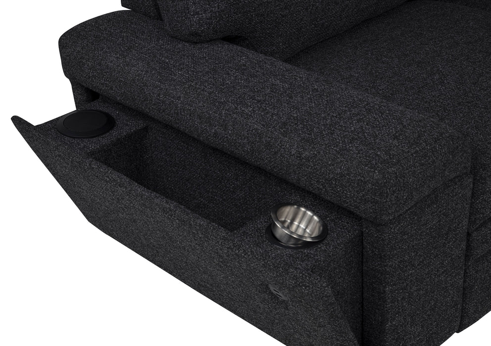 Demko Sleeper Sectional Sofa with Speaker and Storage Chaise Black