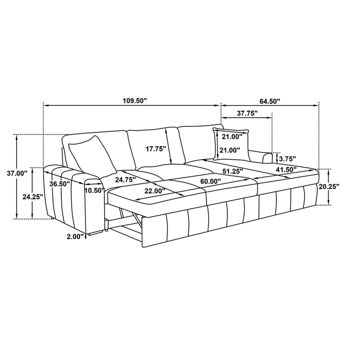 Pastrana Upholstered Sleeper Sectional Sofa RAF Chaise Grey