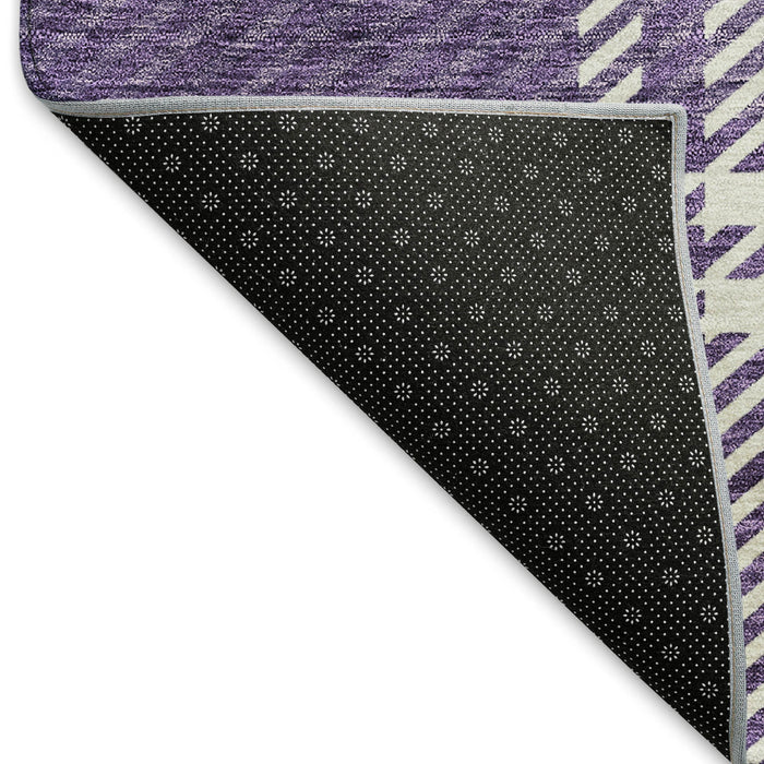 10' X 14' Plaid Washable Area Rug With UV Protection (674341) - Purple / Ivory / Gold