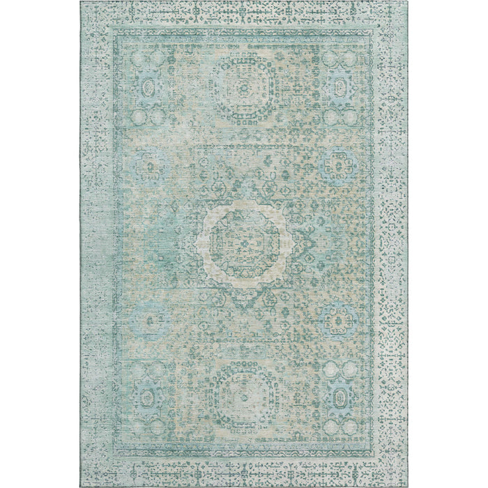 10' X 14' Oriental Washable Area Rug With UV Protection (699800) - Turquoise / Beige