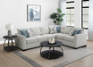 CoasterEveryday Ashford chenille upholstered sleeper sectional sofa in greige with chaise and cushions