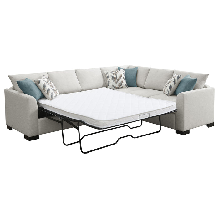 Ashford chenille upholstered sleeper sectional sofa in greige by CoasterEveryday