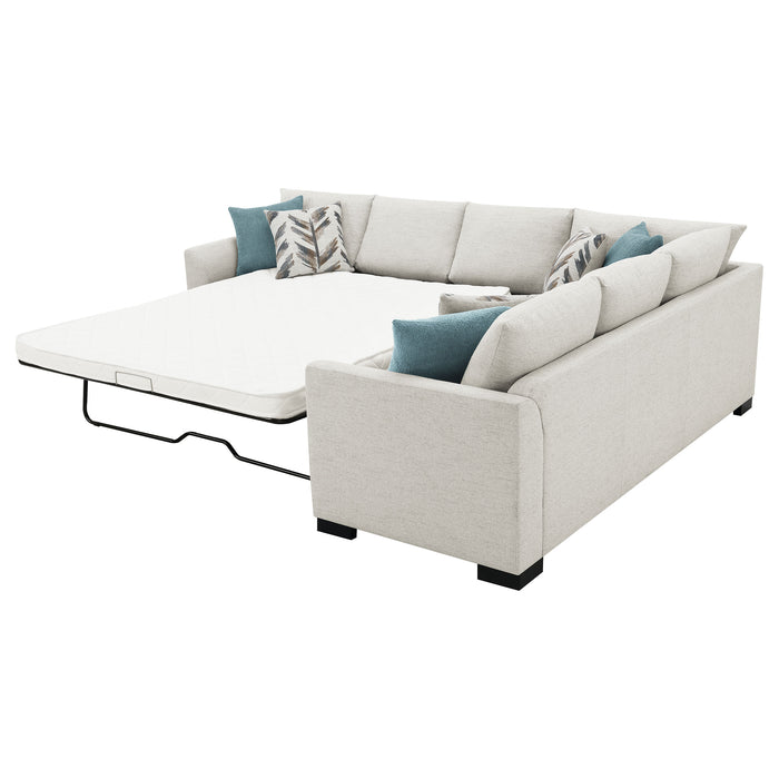 CoasterEveryday Ashford chenille upholstered sleeper sectional sofa in greige 马会