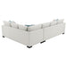 CoasterEveryday Ashford greige chenille upholstered sleeper sectional sofa, shown from the side