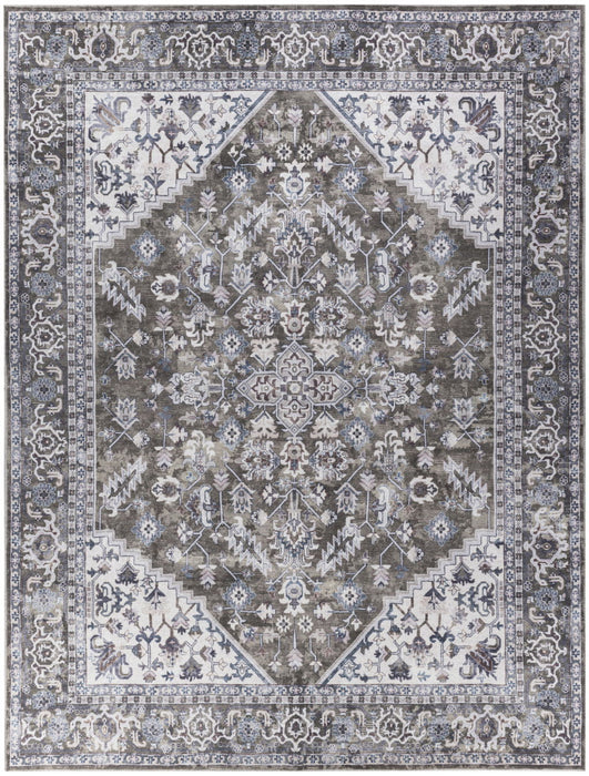 10' X 14' Floral Distressed Area Rug (573758) - Green