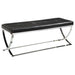 Walton CoasterEssence black faux leather upholstered tufted accent bench with cushioned seat and sturdy legs