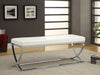 Walton CoasterEssence faux leather upholstered tufted accent bench in white
