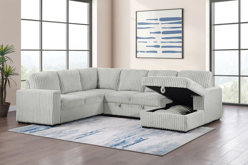 CoasterEveryday Devonshire grey sleeper sectional sofa with storage chaise