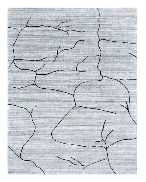 6' x 9' Abstract Hand Loomed Area Rug - Gray And Black