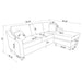 CoasterEssence Mcloughlin upholstered sloped arm sectional sofa in platinum fabric