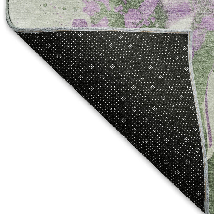 10' X 14' Abstract Washable Area Rug With UV Protection (694200) - Artichoke Green / Lavender / Ivory