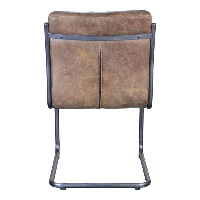 Leather Iron Dining Side Chairs (Set of 2) - Brown / Silver