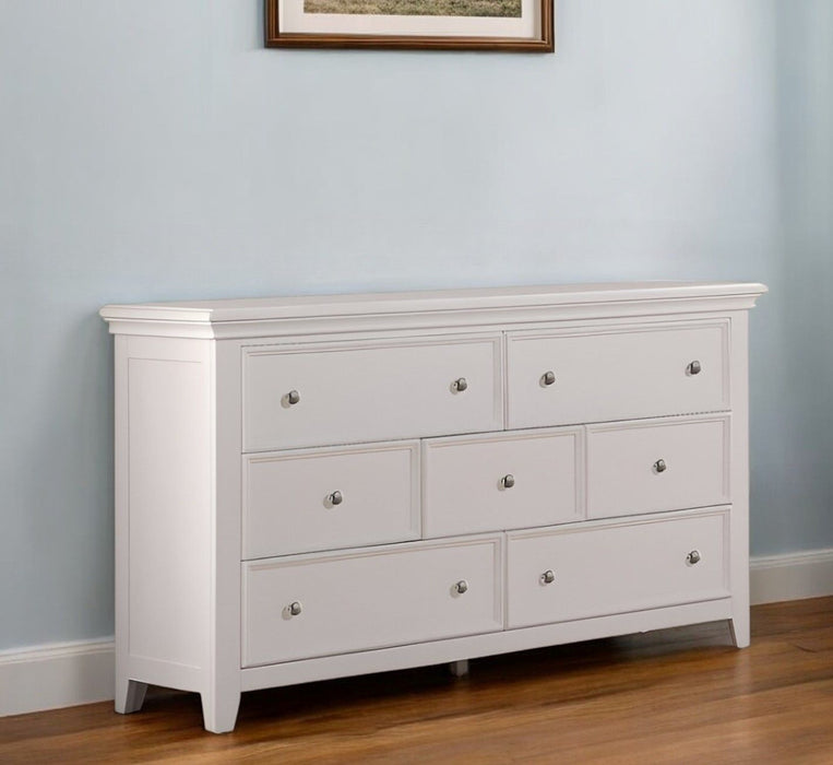 Solid Wood Seven Drawer Triple Dresser - White