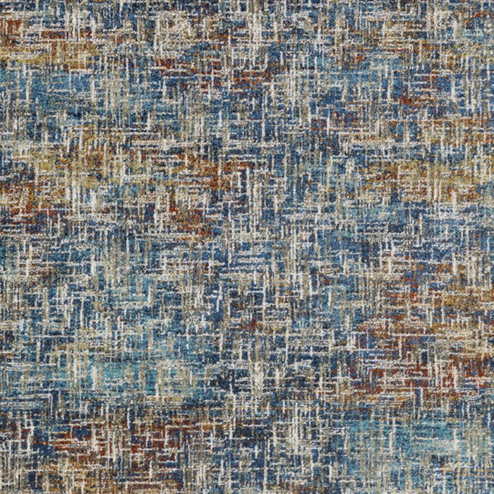 8' x 10' Abstract Power Loom Stain Resistant Area Rug - Blue Teal Gold Rust And Beige