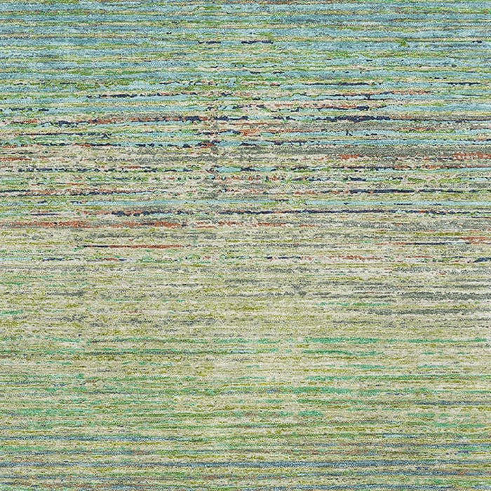 10' X 14' Striped Washable Area Rug With UV Protection (692607) - Artichoke Green / Blue / Copper