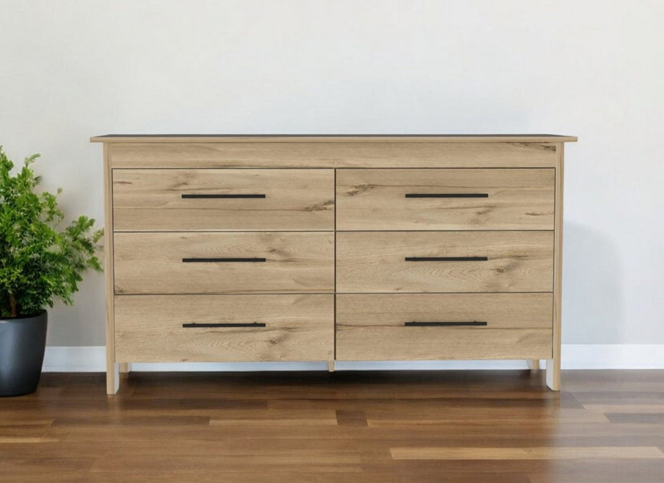 Four Drawer Double Dresser - Light Oak / White