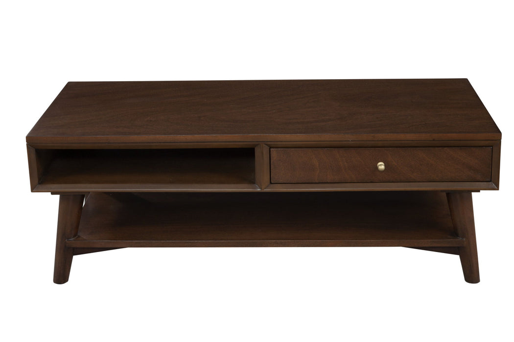 Solid And Manufactured Wood Coffee Table With Drawer - Brown