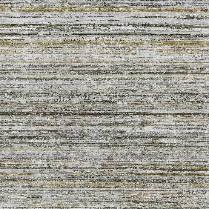 10' X 14' Striped Washable Area Rug With UV Protection (692364) - Pewter / Silver / Gray