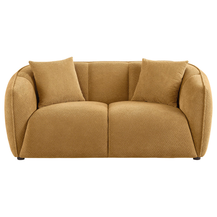 Aleisha Fabric Upholstered Loveseat Mustard Yellow