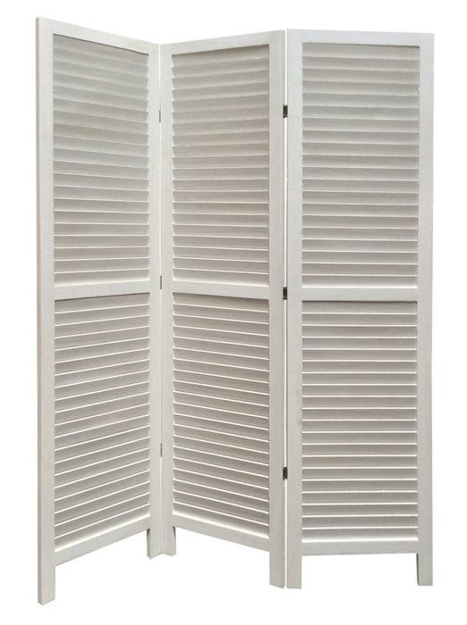 Finish Wood Shutter 3 Panel Room Divider Screen - White