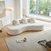 Giga white curved boneless half moon sofa with five seats, high density foam filled for comfortable living room seating.