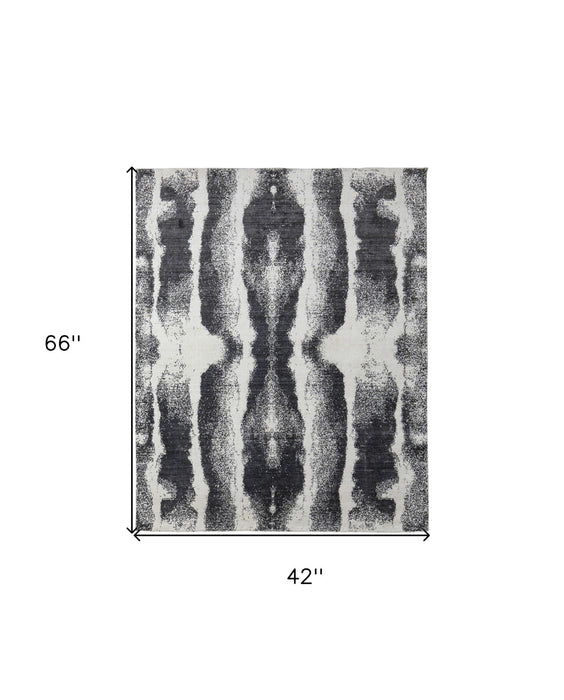 3.5' x 5.5' Abstract Hand Woven Area Rug - Gray And Black