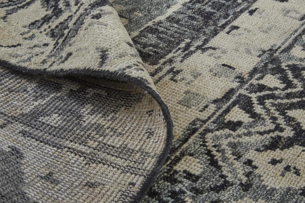 5' X 8' Wool Geometric Hand Knotted Area Rug (744133) - Ivory / Gray / Black