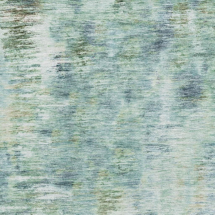 9' X 12' Abstract Washable Area Rug With UV Protection - Teal / Ivory