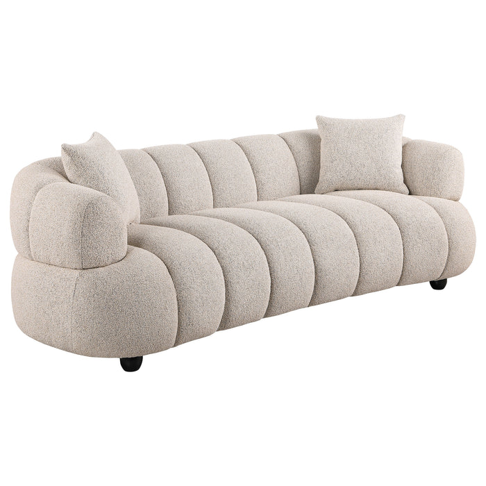 Whitney 2-piece contemporary channel-tufted woven fabric sofa set in pebble by CoasterEveryday