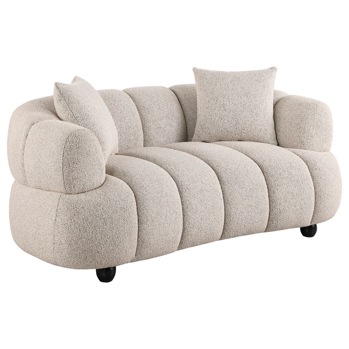 Whitney 2-Piece Contemporary Channel Tufted Woven Fabric Sofa Set Pebble