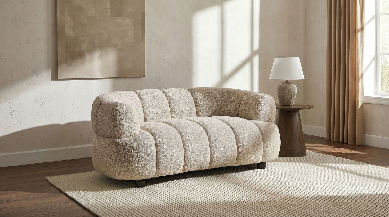 CoasterEveryday Whitney contemporary channel-tufted woven fabric upholstered loveseat in a modern design