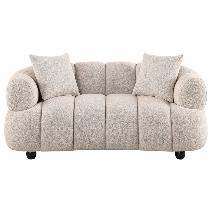 Whitney Contemporary Channel Tufted Woven Fabric Upholstered Loveseat
